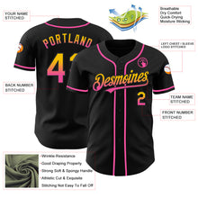 Load image into Gallery viewer, Custom Black Yellow-Pink Authentic Fade Fashion Baseball Jersey
