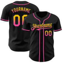 Load image into Gallery viewer, Custom Black Yellow-Pink Authentic Fade Fashion Baseball Jersey
