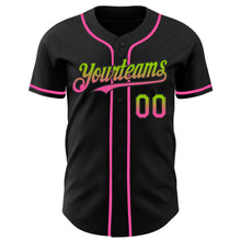 Load image into Gallery viewer, Custom Black Neon Green-Pink Authentic Fade Fashion Baseball Jersey
