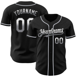 Custom Black White-Gray Authentic Fade Fashion Baseball Jersey