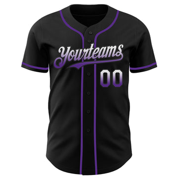 Custom Black White-Purple Authentic Fade Fashion Baseball Jersey