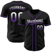 Load image into Gallery viewer, Custom Black White-Purple Authentic Fade Fashion Baseball Jersey
