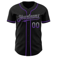 Laden Sie das Bild in den Galerie-Viewer, Custom Black Gray-Purple Authentic Fade Fashion Baseball Jersey
