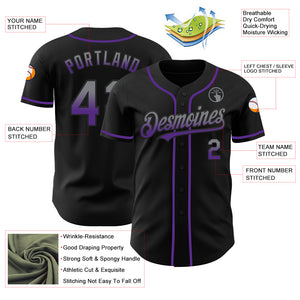 Custom Black Gray-Purple Authentic Fade Fashion Baseball Jersey