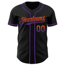 Load image into Gallery viewer, Custom Black Orange-Purple Authentic Fade Fashion Baseball Jersey
