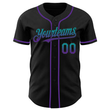 Charger l&#39;image dans la galerie, Custom Black Teal-Purple Authentic Fade Fashion Baseball Jersey
