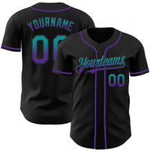 Charger l&#39;image dans la galerie, Custom Black Teal-Purple Authentic Fade Fashion Baseball Jersey
