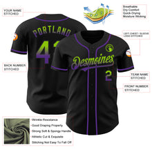 Load image into Gallery viewer, Custom Black Neon Green-Purple Authentic Fade Fashion Baseball Jersey
