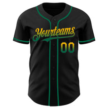 Charger l&#39;image dans la galerie, Custom Black Gold-Kelly Green Authentic Fade Fashion Baseball Jersey
