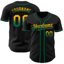 Charger l&#39;image dans la galerie, Custom Black Gold-Kelly Green Authentic Fade Fashion Baseball Jersey
