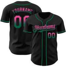 Load image into Gallery viewer, Custom Black Pink-Kelly Green Authentic Fade Fashion Baseball Jersey
