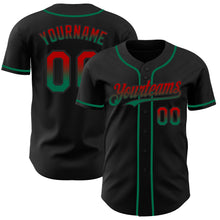 Charger l&#39;image dans la galerie, Custom Black Red-Kelly Green Authentic Fade Fashion Baseball Jersey
