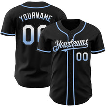 Charger l&#39;image dans la galerie, Custom Black White-Light Blue Authentic Fade Fashion Baseball Jersey
