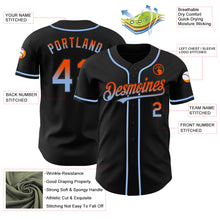 Charger l&#39;image dans la galerie, Custom Black Orange-Light Blue Authentic Fade Fashion Baseball Jersey
