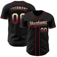 Charger l&#39;image dans la galerie, Custom Black Cream-Crimson Authentic Fade Fashion Baseball Jersey
