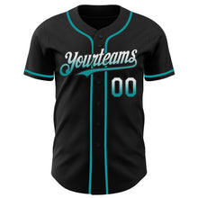 Загрузить изображение в средство просмотра галереи, Custom Black White-Teal Authentic Fade Fashion Baseball Jersey
