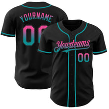 Charger l&#39;image dans la galerie, Custom Black Pink-Teal Authentic Fade Fashion Baseball Jersey
