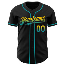 Charger l&#39;image dans la galerie, Custom Black Yellow-Teal Authentic Fade Fashion Baseball Jersey
