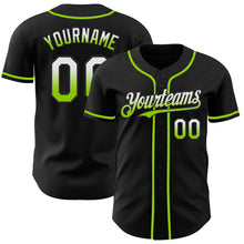 Charger l&#39;image dans la galerie, Custom Black White-Neon Green Authentic Fade Fashion Baseball Jersey
