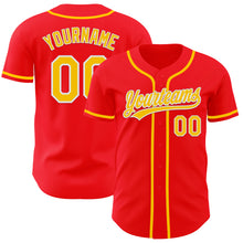 Charger l&#39;image dans la galerie, Custom Fire Red Yellow-White Authentic Baseball Jersey
