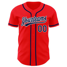 Laden Sie das Bild in den Galerie-Viewer, Custom Fire Red Navy-White Authentic Baseball Jersey
