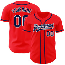 Charger l&#39;image dans la galerie, Custom Fire Red Navy-White Authentic Baseball Jersey
