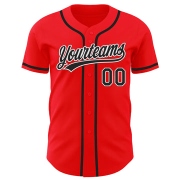Custom Fire Red Black-White Authentic Baseball Jersey