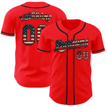 Charger l&#39;image dans la galerie, Custom Fire Red Vintage USA Flag-Black Authentic Baseball Jersey
