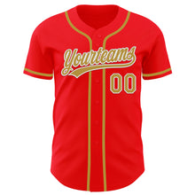 Laden Sie das Bild in den Galerie-Viewer, Custom Fire Red Old Gold-White Authentic Baseball Jersey
