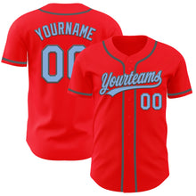 Charger l&#39;image dans la galerie, Custom Fire Red Light Blue-Steel Gray Authentic Baseball Jersey
