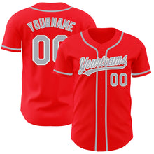 Charger l&#39;image dans la galerie, Custom Fire Red Gray-White Authentic Baseball Jersey
