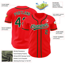 Load image into Gallery viewer, Custom Fire Red Green-White Authentic Baseball Jersey
