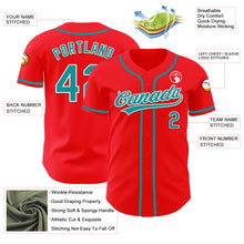 Laden Sie das Bild in den Galerie-Viewer, Custom Fire Red Teal-White Authentic Baseball Jersey
