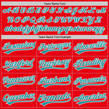 Laden Sie das Bild in den Galerie-Viewer, Custom Fire Red Teal-White Authentic Baseball Jersey
