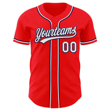 Charger l&#39;image dans la galerie, Custom Fire Red White-Navy Authentic Baseball Jersey
