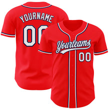 Charger l&#39;image dans la galerie, Custom Fire Red White-Navy Authentic Baseball Jersey
