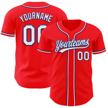 Charger l&#39;image dans la galerie, Custom Fire Red White-Royal Authentic Baseball Jersey
