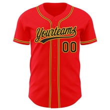 Загрузить изображение в средство просмотра галереи, Custom Fire Red Black-Yellow Authentic Baseball Jersey
