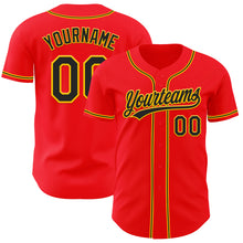 Загрузить изображение в средство просмотра галереи, Custom Fire Red Black-Yellow Authentic Baseball Jersey
