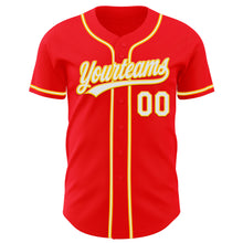 Laden Sie das Bild in den Galerie-Viewer, Custom Fire Red White-Yellow Authentic Baseball Jersey
