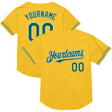 Charger l&#39;image dans la galerie, Custom Gold Kelly Green-White Mesh Authentic Throwback Baseball Jersey
