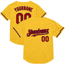 Charger l&#39;image dans la galerie, Custom Gold Red-Navy Mesh Authentic Throwback Baseball Jersey
