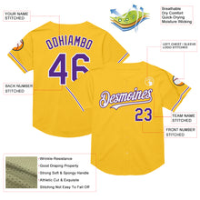 Загрузить изображение в средство просмотра галереи, Custom Gold Purple-White Mesh Authentic Throwback Baseball Jersey
