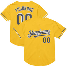 Load image into Gallery viewer, Custom Gold Steel Gray-White Mesh Authentic Throwback Baseball Jersey
