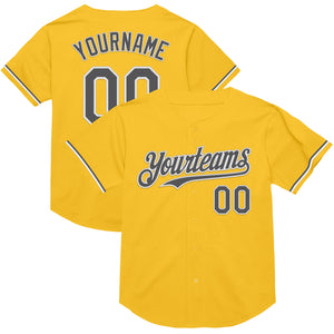 Custom Gold Steel Gray-White Mesh Authentic Throwback Baseball Jersey