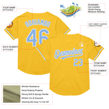 Charger l&#39;image dans la galerie, Custom Gold Light Blue-White Mesh Authentic Throwback Baseball Jersey
