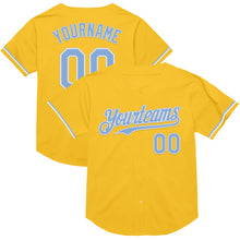 Charger l&#39;image dans la galerie, Custom Gold Light Blue-White Mesh Authentic Throwback Baseball Jersey
