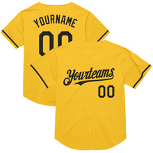 Charger l&#39;image dans la galerie, Custom Gold Black Mesh Authentic Throwback Baseball Jersey
