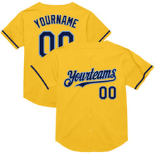 Charger l&#39;image dans la galerie, Custom Gold Navy-Light Blue Mesh Authentic Throwback Baseball Jersey
