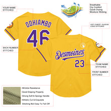 Charger l&#39;image dans la galerie, Custom Gold Purple-White Mesh Authentic Throwback Baseball Jersey
